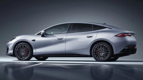 Silver Fang Cheng Bao Formula S in profile, showing its sloping roofline and alloy wheels.