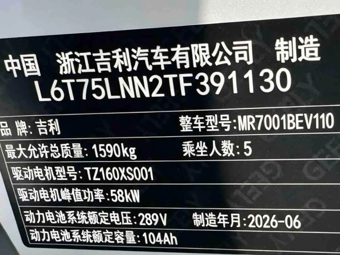 Geely 2026 Star Wish 310km Youth Edition Automatic Gear 9