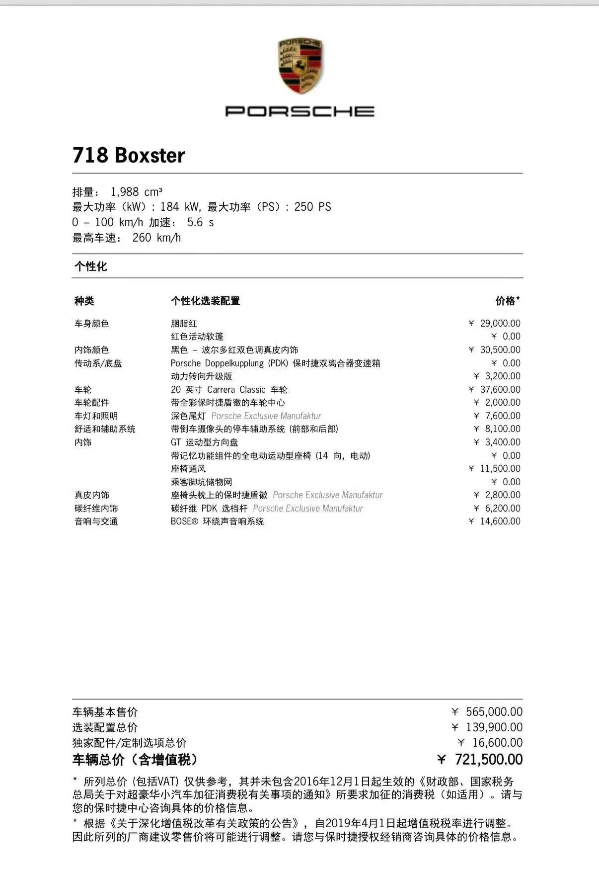 Porsche 718 (Imported) 2020 718 Boxer 2.0T Automatic 7