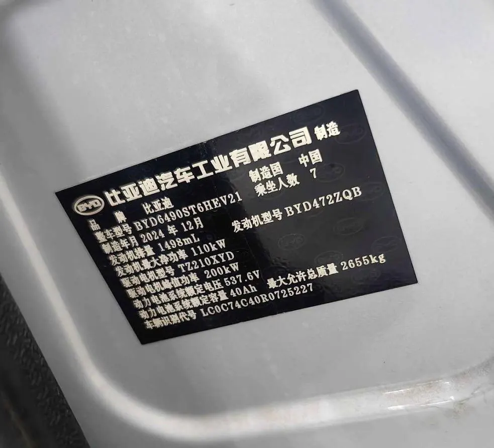 BYD Tang New Energy 2025 Tang DM-i 1.5T Stepless 115KM Honorable Automatic Gear 7