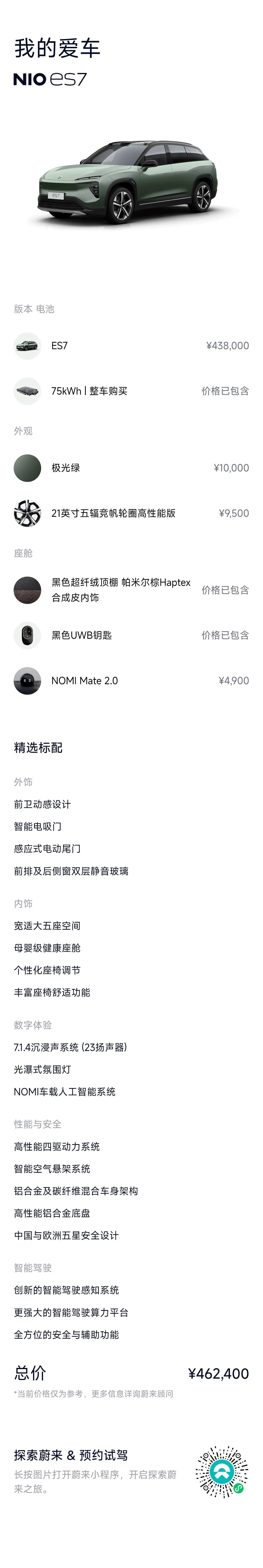 NIO 2022 ES7 75kWh automatic 8