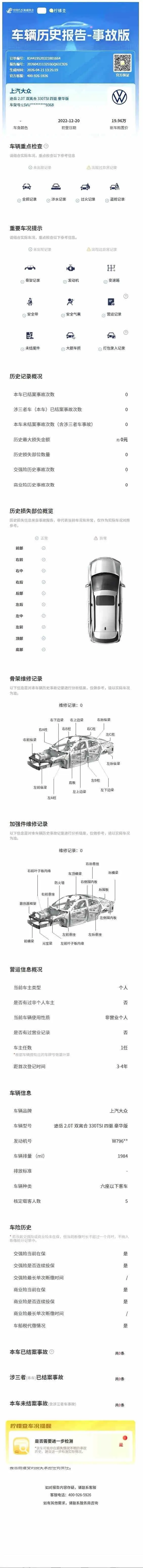 Volkswagen 2022 Tuyue 2.0TSI 330TSI Four-wheel Drive Flagship Automatic Gear 12