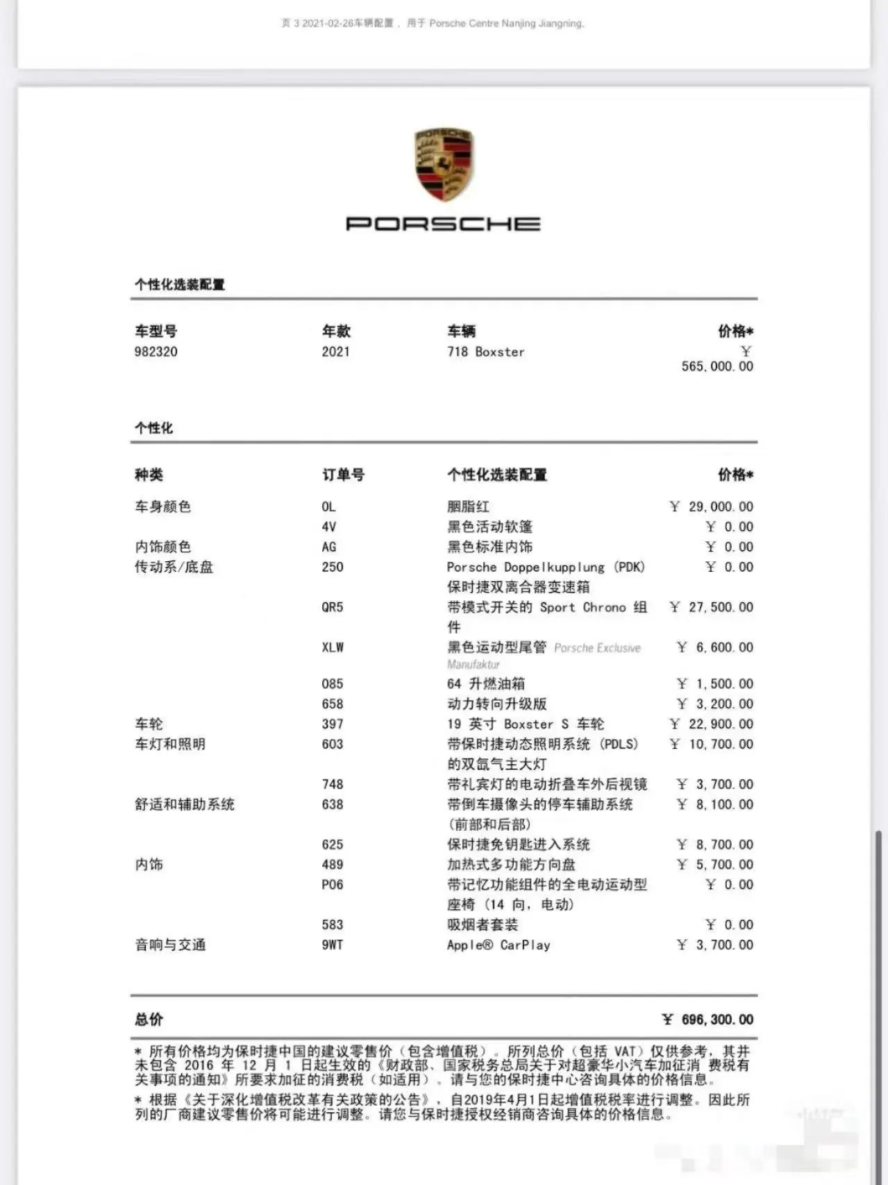 Porsche 718 (Imported) 2020 718 Boxer 2.0T Automatic 4