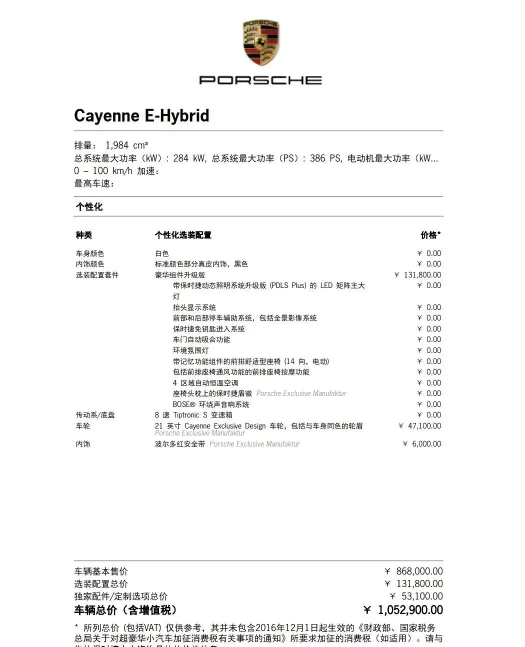 Porsche Cayenne New Energy (Imported) 2021 Cayenne Oil and Electric Hybrid 2.0T Automatic Gear 6